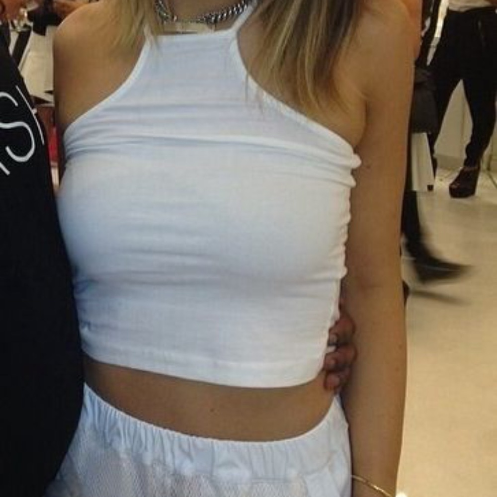 white Brandy Melville halter tank